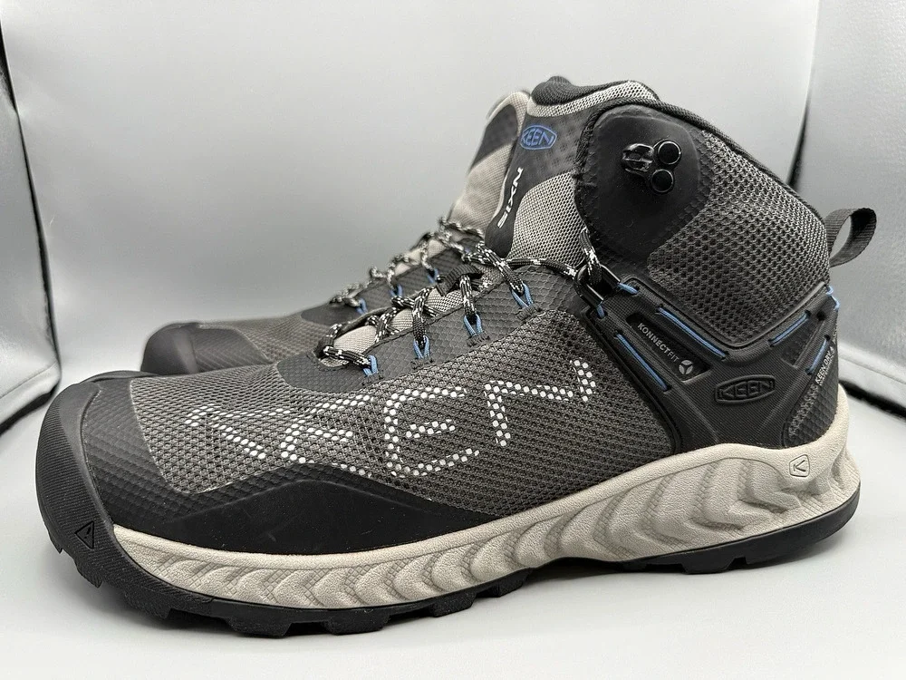KEEN NXIS EVO Mid WP Gray Waterproof Hiking Trail Outdoor Boots Men's Size 11
